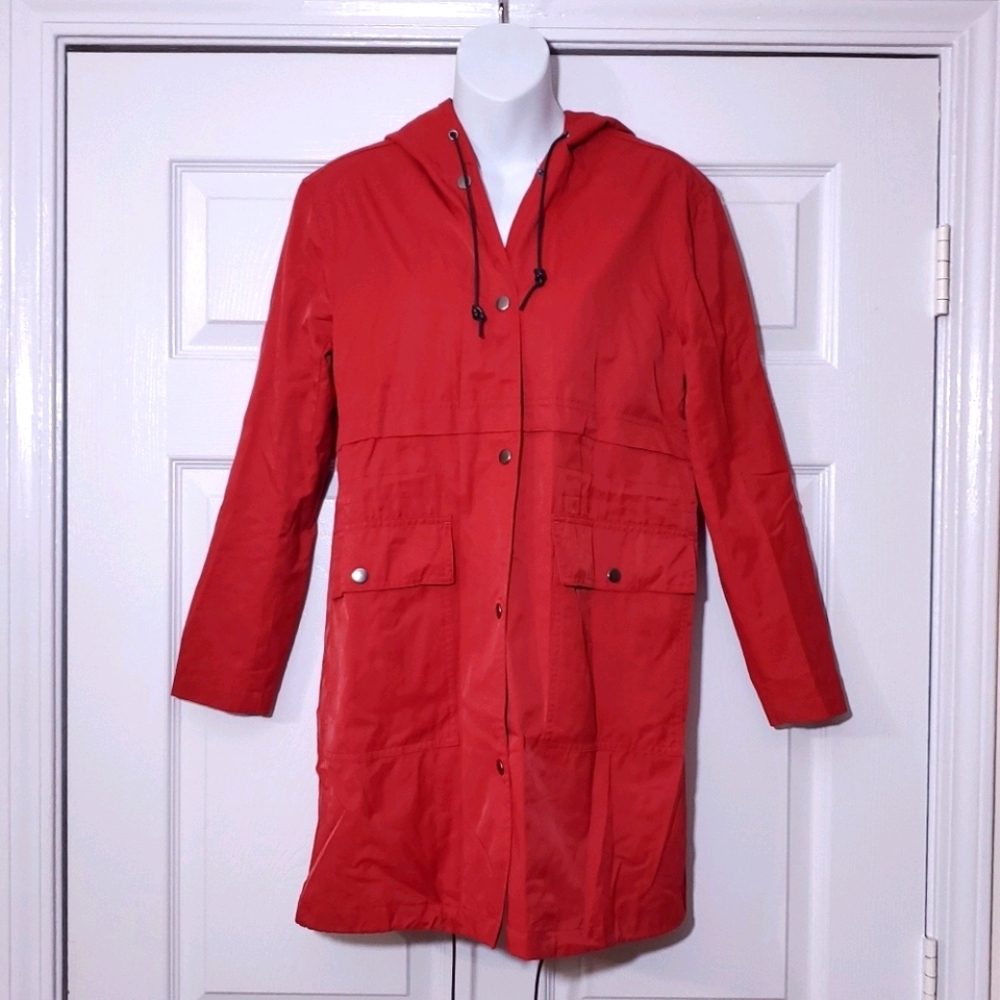BDG red rain jacket with hood